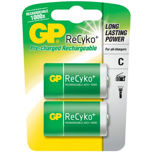 Uppladdningsbara batterier GP<br />NiMH Recyko